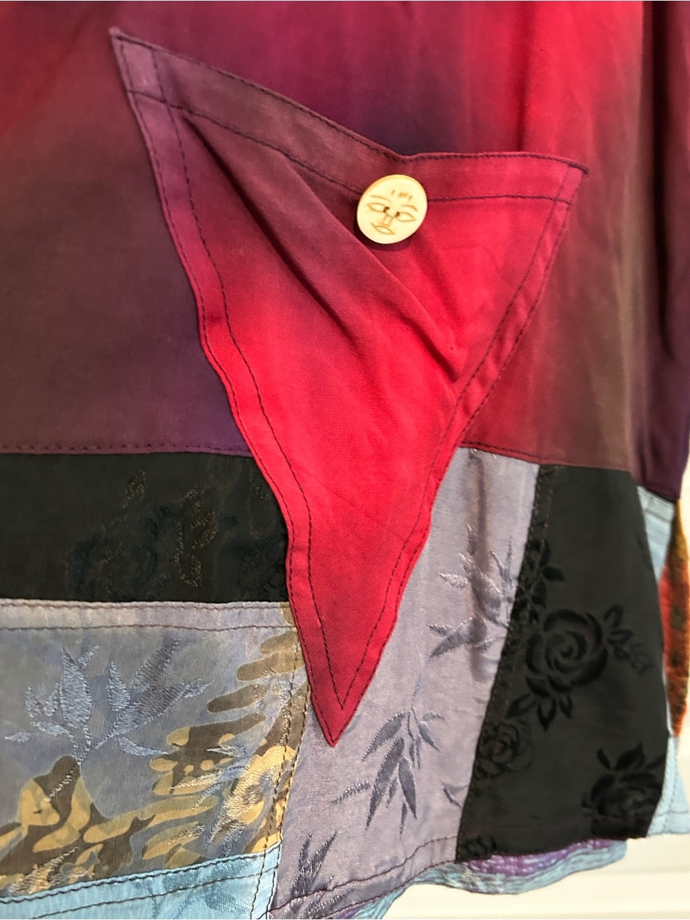 Vintage Kusnadi Ombre Patchwork Top Purple Red Multi Size L - Picture 10 of 16